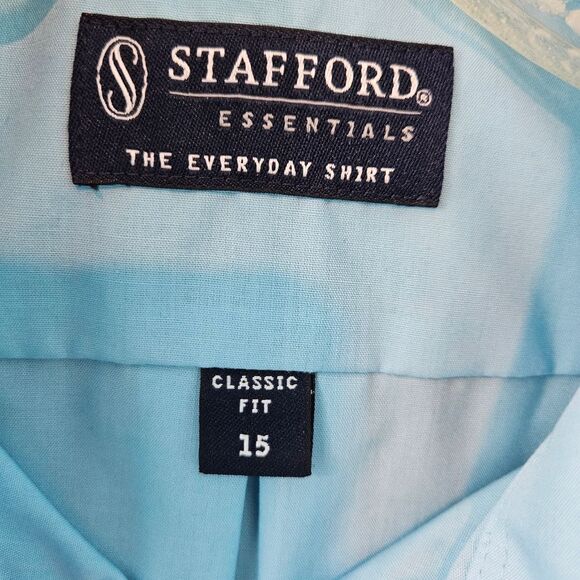 Stafford Blue Casual Button Down Shirt Short Sleeve Mens M - Picture 3 of 3